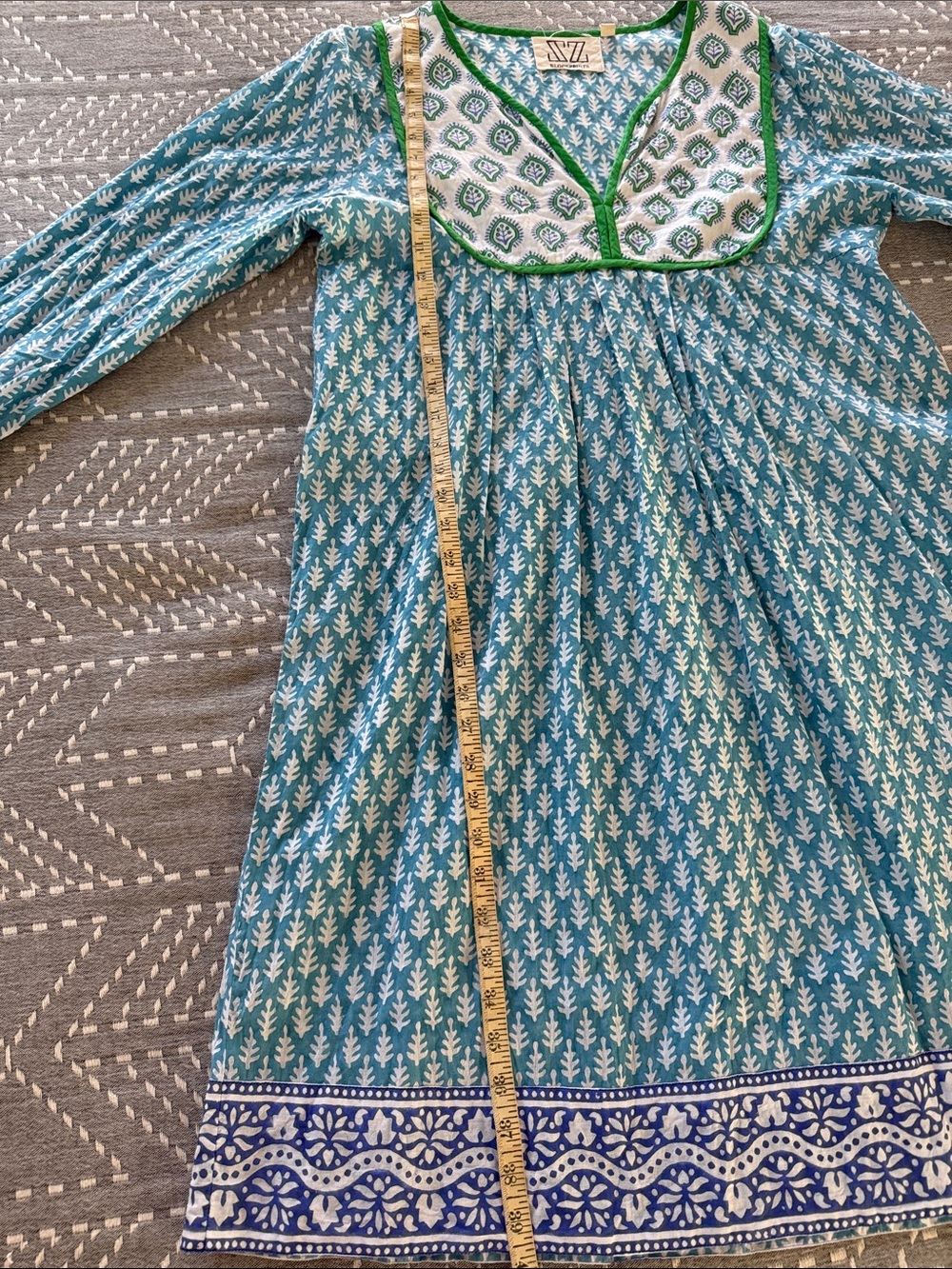 SZ Blockprints Jaipur Dress in Cornflower Blue - Patti print, size M - Picture 5 of 8